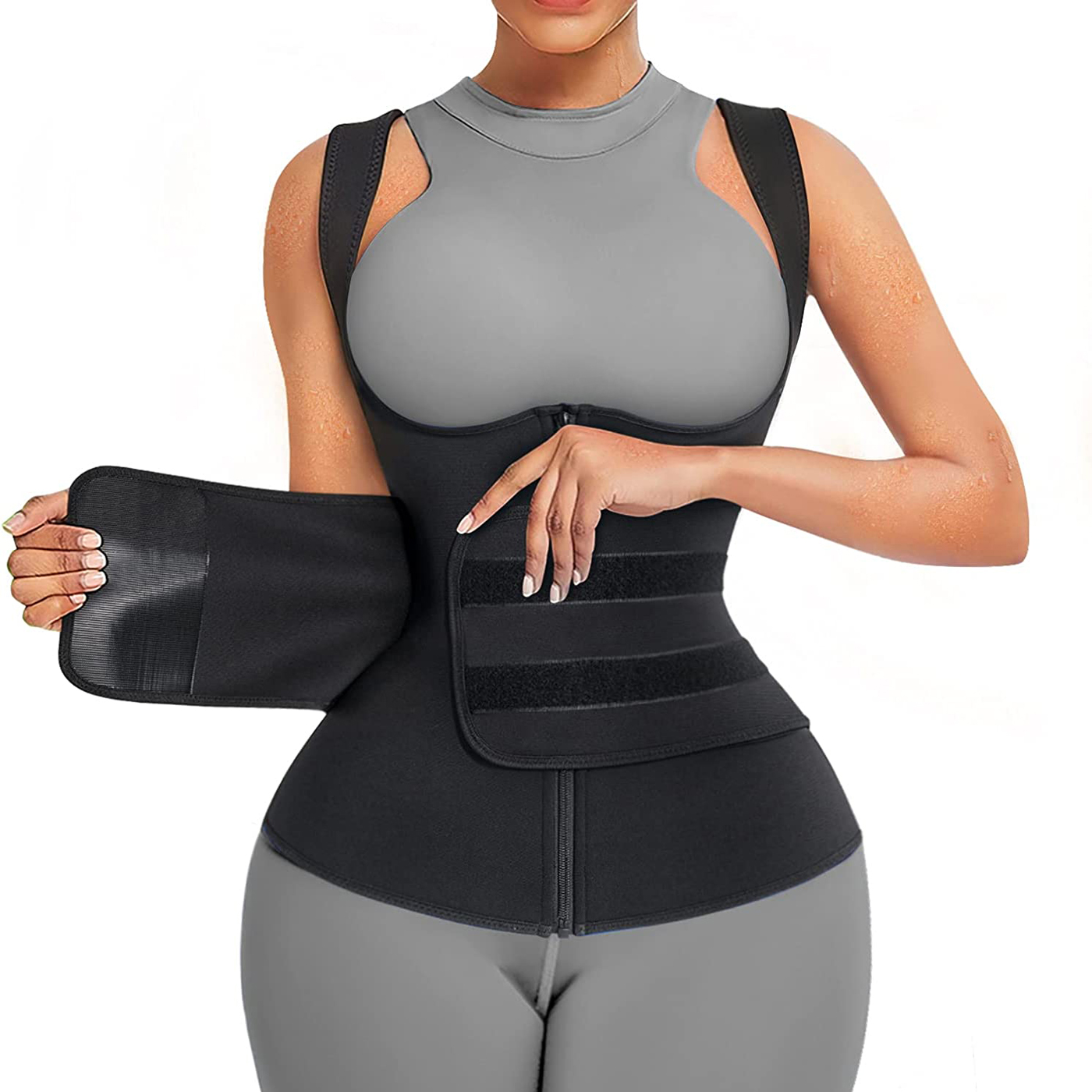Sweat Waist Trainer Belt Neoprene - ชุดซาวน่าสำหรับผู้หญิง ทำจากนีโอพรีน เสื้อกั๊กซาวน่า ช่วยกระชับสัดส่วน พร้อมเข็มขัดปรับระดับได้