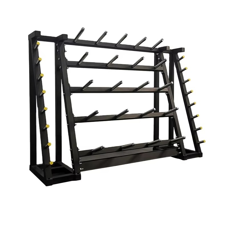 Fitness Equipment - ชั้นวางแผ่นบาร์เบลเหล็กอเนกประสงค์แบบพับได้ อุปกรณ์ฟิตเนสสำหรับยิม โครงสร้างแข็งแรงทนทาน