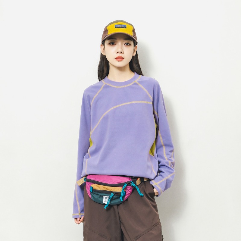 Hiking - เสื้อยืดแขนยาวสีสันตัดกันสำหรับกิจกรรมกลางแจ้ง ยูนิเซ็กส์ ผ้ายืด ใส่เป็นเสื้อชั้นในสำหรับเดินป่า ปั่นจักรยาน เดินเขา