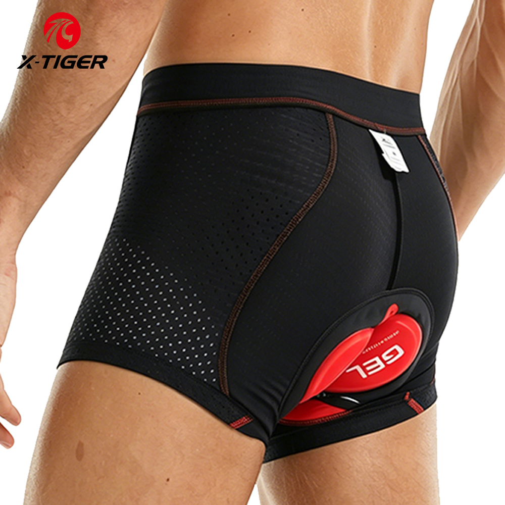 Padded Cycling Shorts 5D Gel - X-Tiger ชุดชั้นในการขี่จักรยาน Pro 5D แผ่นเจลกันกระแทกขี่จักรยานกางเกงอัพเกรดเบาะจักรยานเสือภูเขากางเกงขาสั้นจักรยานชุดชั้นใน