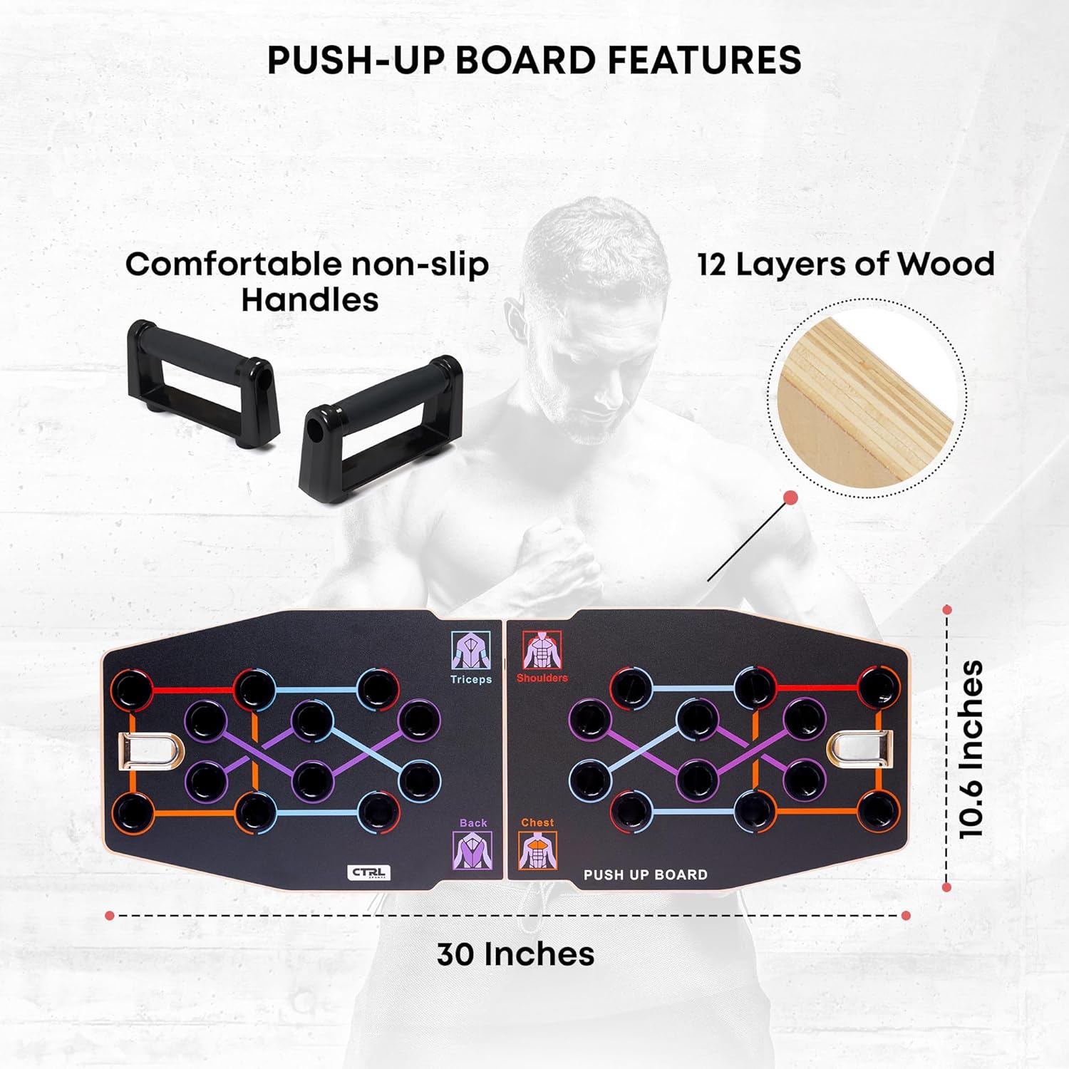 Push Up Board Foldable Multi Function - แผ่นวิดพื้นไม้พับได้อเนกประสงค์ ชุดอุปกรณ์ออกกำลังกายที่บ้านทำจากไม้เนื้อแข็ง