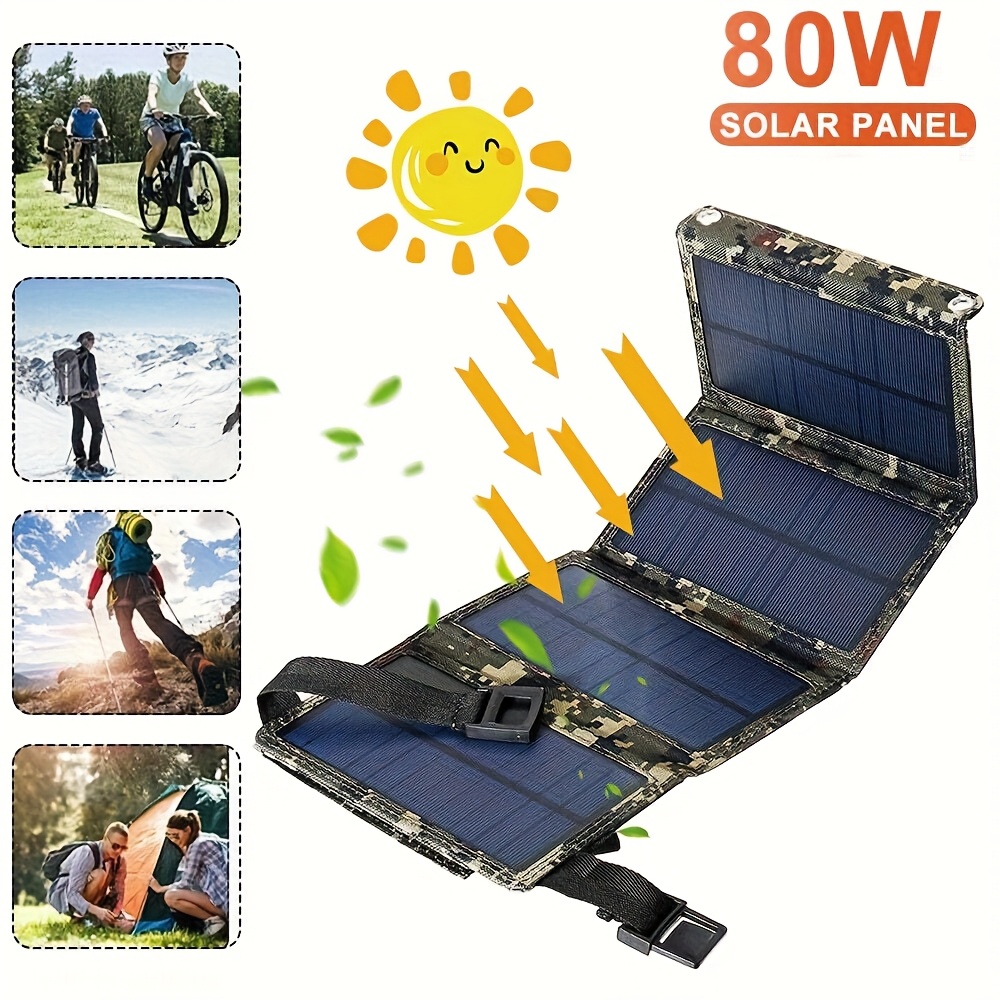 Hiking - [แผงโซลาร์เซลล์] แผงโซลาร์เซลล์แบบพับได้ขนาด 80 วัตต์ | เหมาะสำหรับการเดินทางกลางแจ้ง