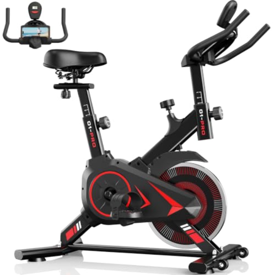 Exercise Bike Magnetic Resistance - จักรยานออกกำลังกายสำหรับใช้ในบ้าน รองรับน้ำหนักได้ 350 ปอนด์ โครงเหล็ก สีดำ