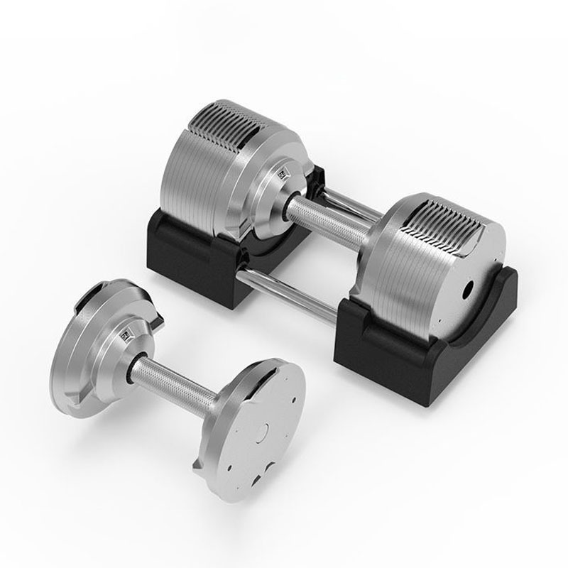 Adjustable Dumbbell Pair 40Kg - ดัมเบลปรับน้ำหนักได้เคลือบเงิน 41.5 กก. ดีไซน์กันลื่น อุปกรณ์ฝึกความแข็งแรงสำหรับออกกำลังกายที่บ้าน เหมาะสำหรับผู้ที่ต้องการออกกำลังกายขั้นสูง