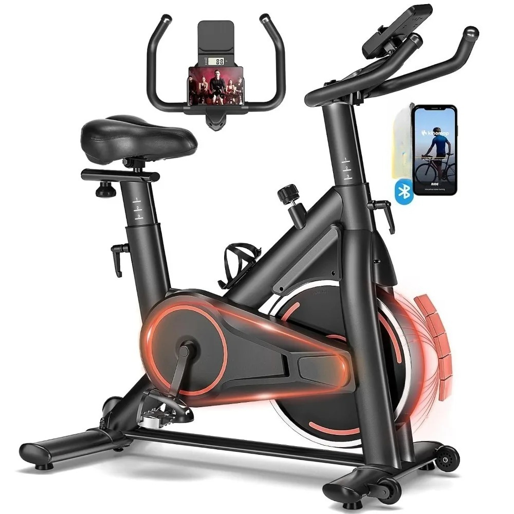 Exercise Bike Magnetic Resistance - จักรยานออกกำลังกายแบบอยู่กับที่ปรับแรงต้านแม่เหล็กได้, รองรับแอปพลิเคชันและทำงานเงียบ, สำหรับปั่นจักรยานในบ้าน, ปรับแต่งได้
