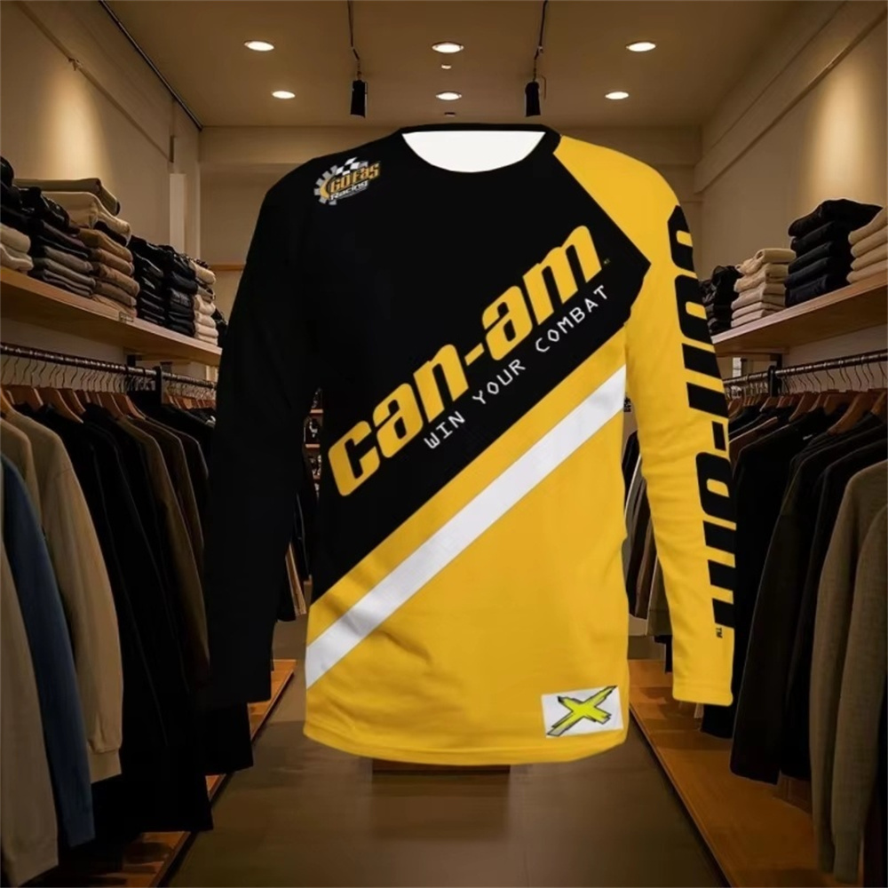 Team Sports - เสื้อยืดแขนยาวคอกลมสำหรับแข่งรถมอเตอร์ไซค์สำหรับผู้ชายและผู้หญิง แฟชั่นเสื้อยืดแขนยาวทีม Can Am เสื้อผ้ากีฬาสำหรับผู้ชาย