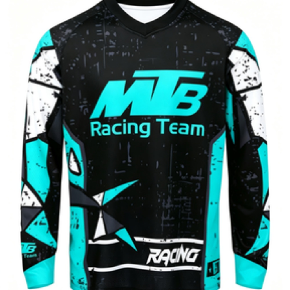 Team Sports - เสื้อกีฬาแขนยาวทีม ดีไซน์ระบายอากาศ แห้งเร็ว ผ้าคุณภาพระดับมืออาชีพ สำหรับปั่นจักรยานเสือภูเขาและสวมใส่ลำลอง