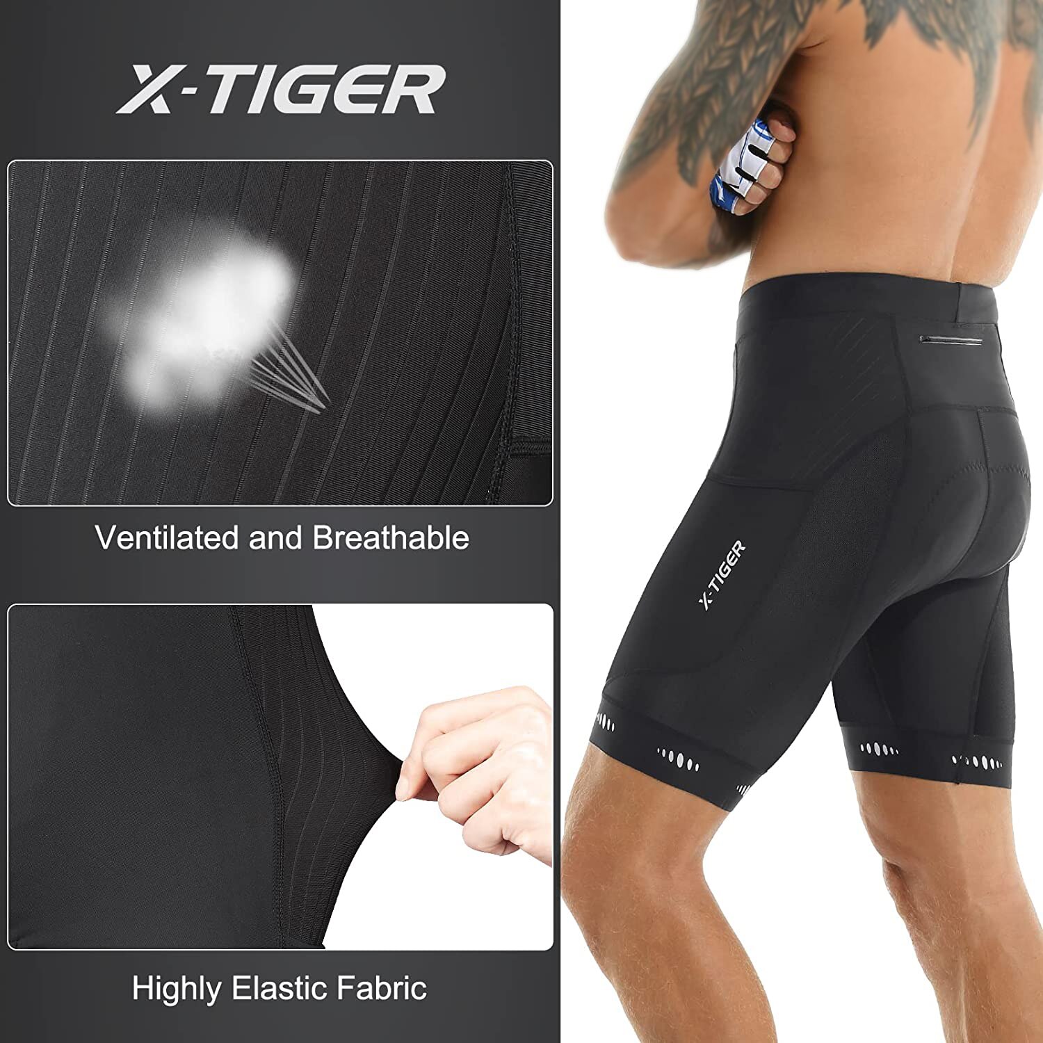 กางเกงขาสั้น X-TIGER ขี่จักรยา - Padded Cycling Shorts 5D Gel บทวิจารณ์และราคา