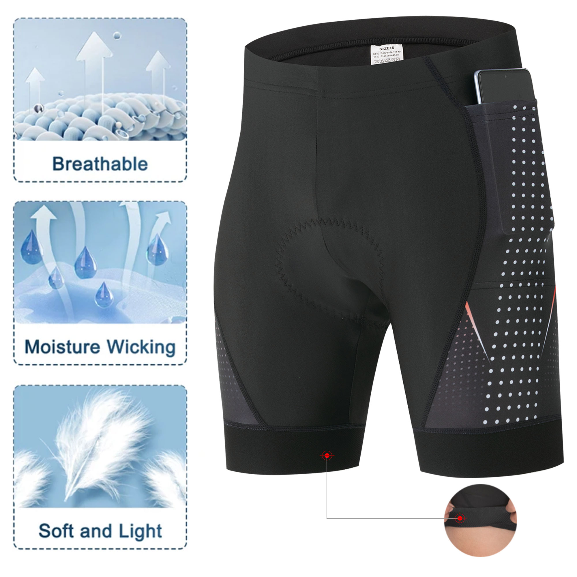 กางเกงปั่นจักรยานแบบพรีเมียมพร - Padded Cycling Shorts 5D Gel บทวิจารณ์และราคา