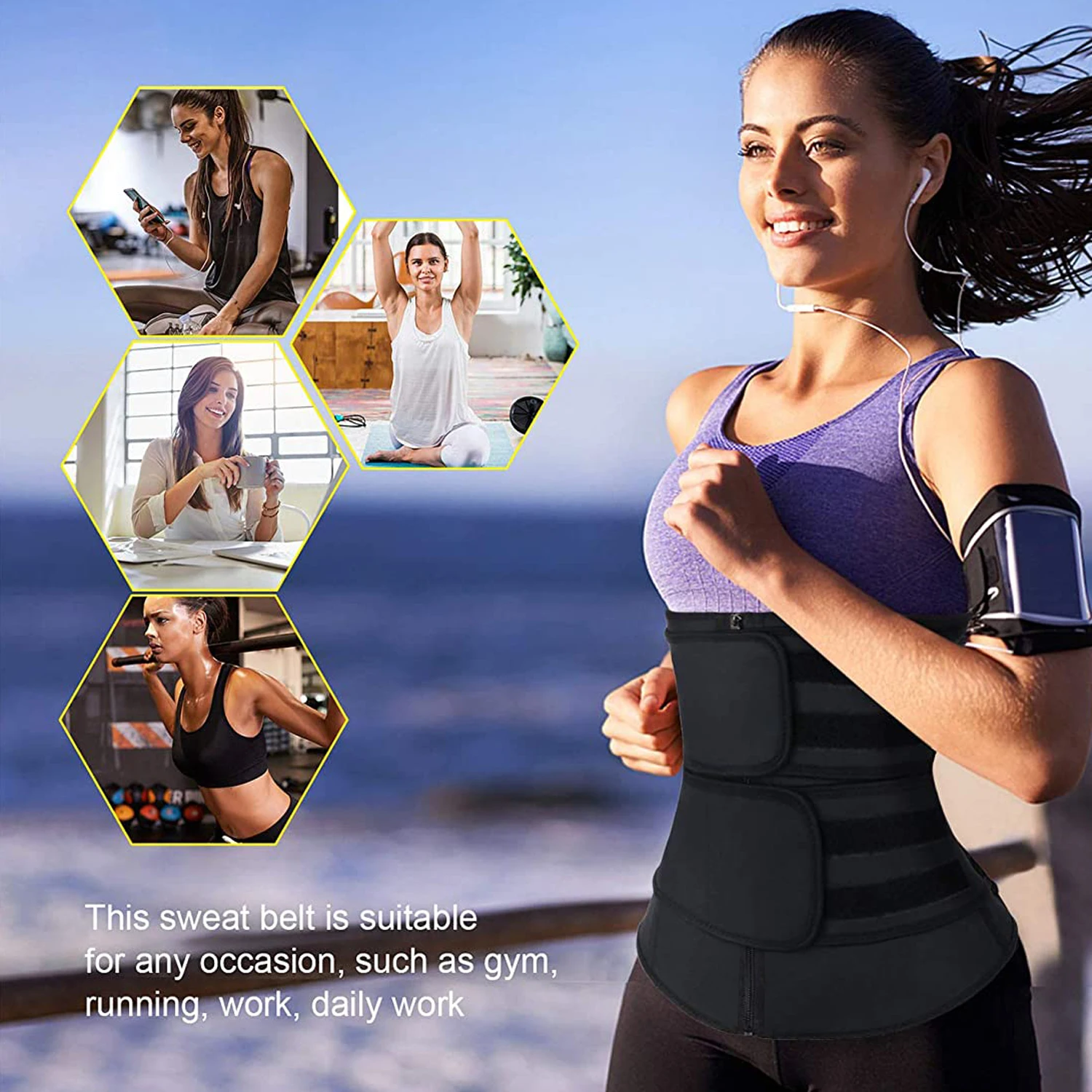 Neopren เทรนเนอร์เอวออกกําลังก - Sweat Waist Trainer Belt Neoprene บทวิจารณ์และราคา
