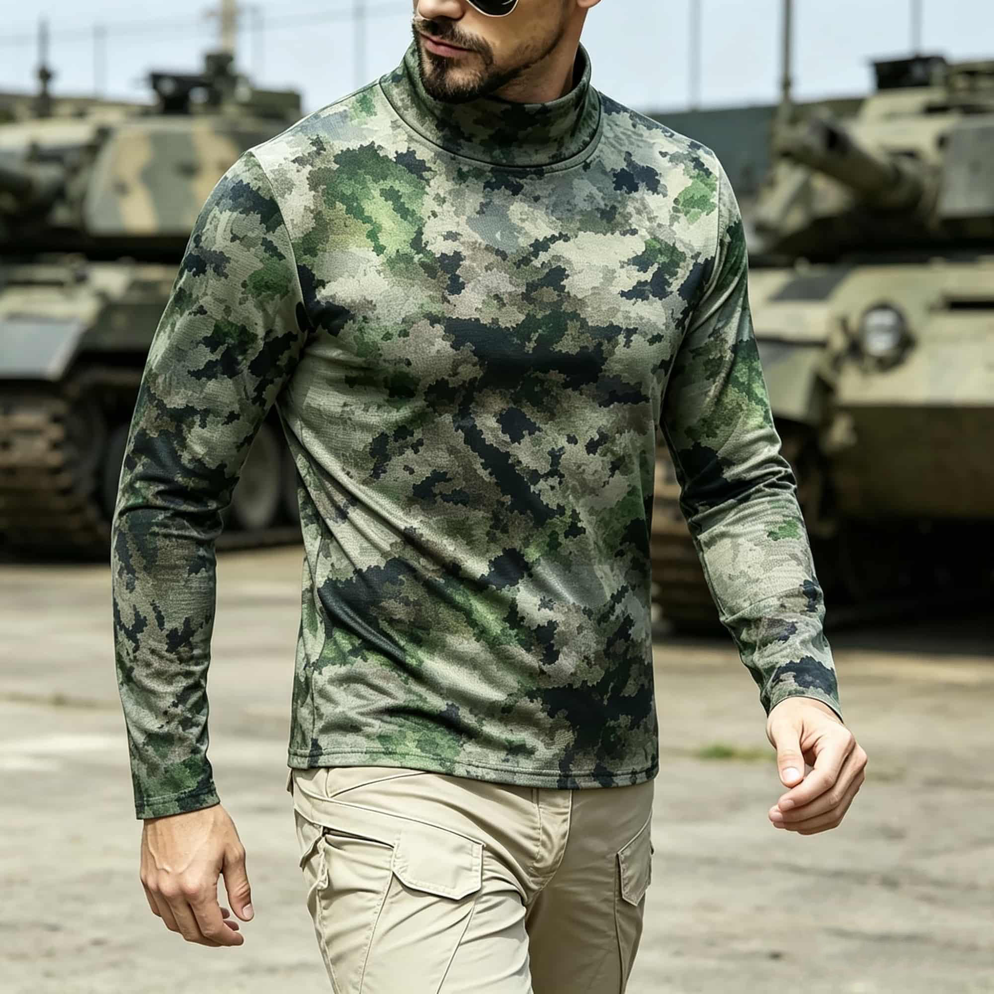 เสื้อเชิ้ตแขนยาวคอเต่าลายพรางส - Hiking บทวิจารณ์และราคา