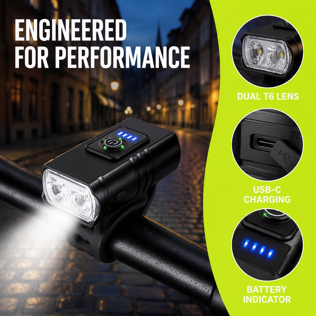 ไฟจักรยานแบบชาร์จ USB ไฟหน้า L - Rechargeable Bicycle Headlight 1000 Lumen บทวิจารณ์และราคา