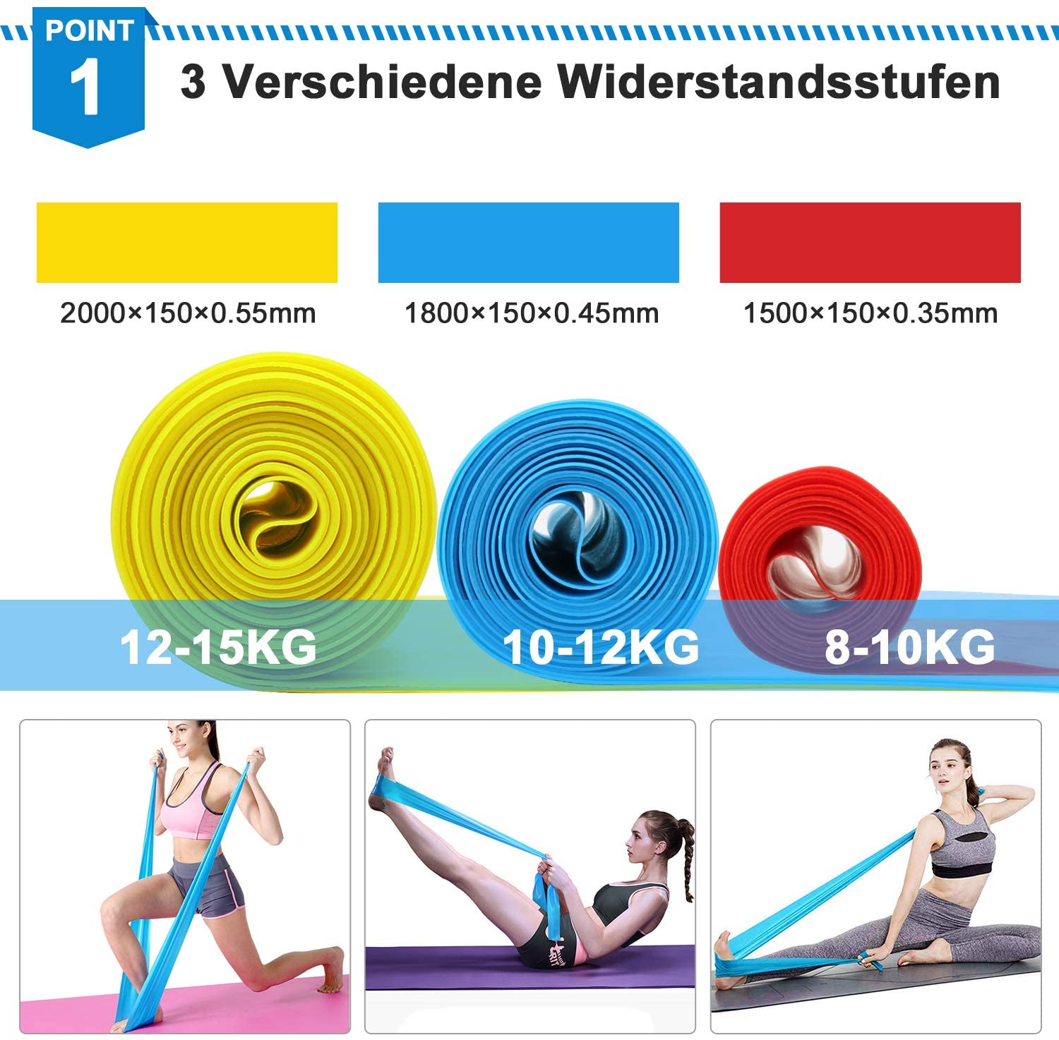 วงออกกําลังกายยืดหยุ่น 3 ชิ้นว - Pilates Bar Kit With Resistance Bands บทวิจารณ์และราคา