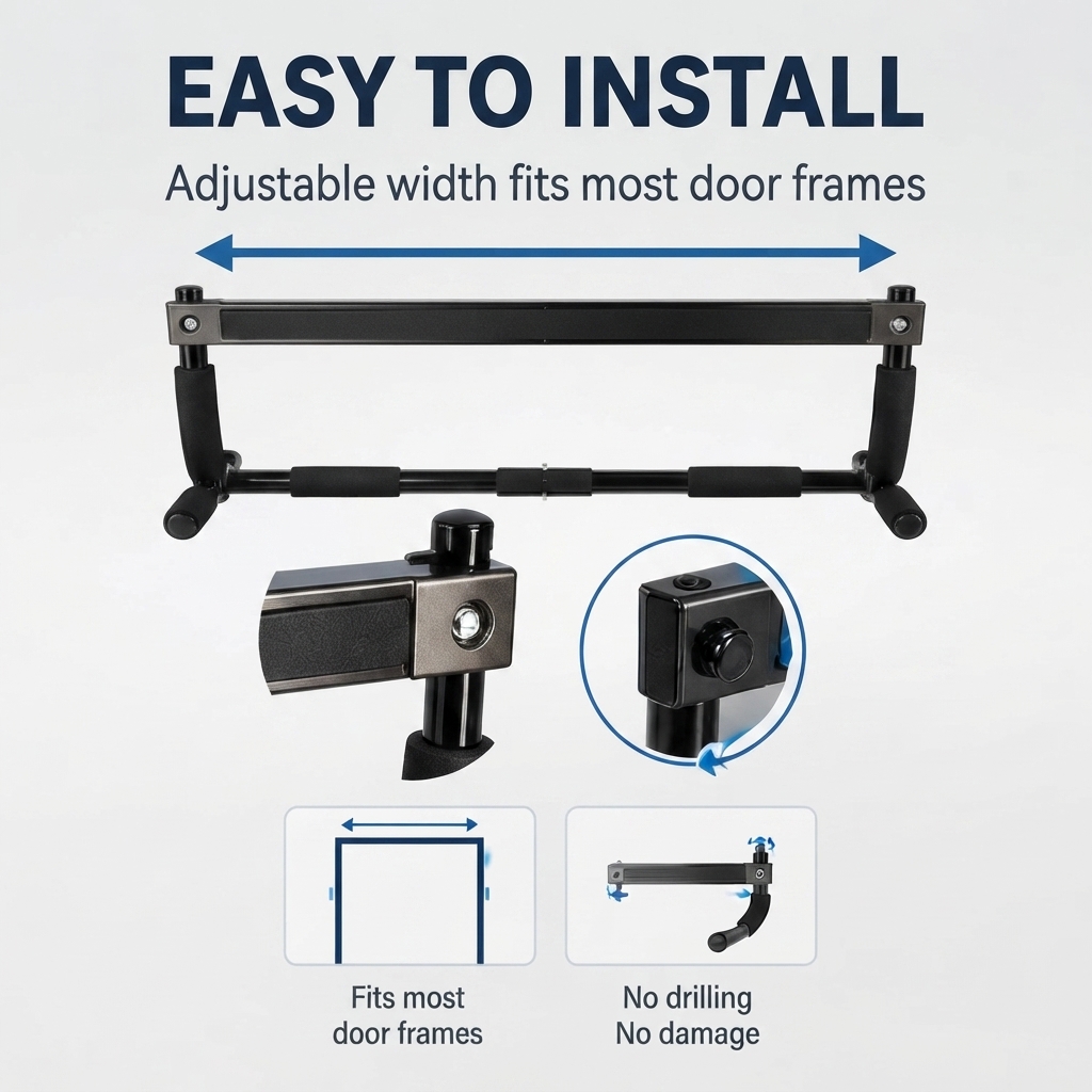บาร์ดึงข้ออเนกประสงค์ติดประตู, - Door Pull Up Bar No Screw บทวิจารณ์และราคา
